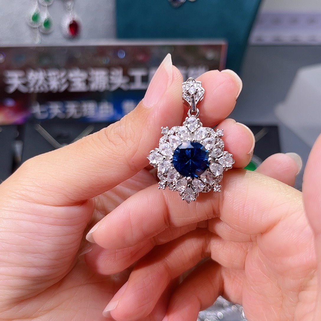 颈饰蓝宝石银S925镶嵌m 180