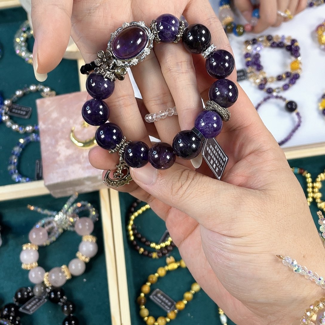 水晶手链银S925镀金镶嵌