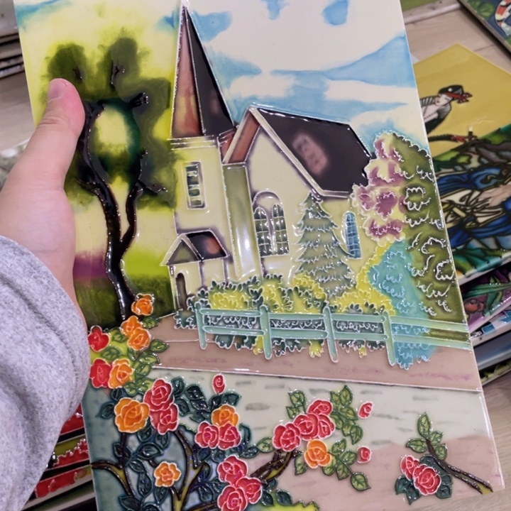 陶瓷线雕别墅瓷版画