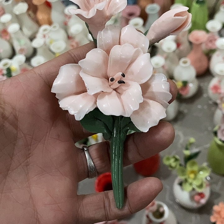 瓷片纯手工陶瓷花摆件瑕