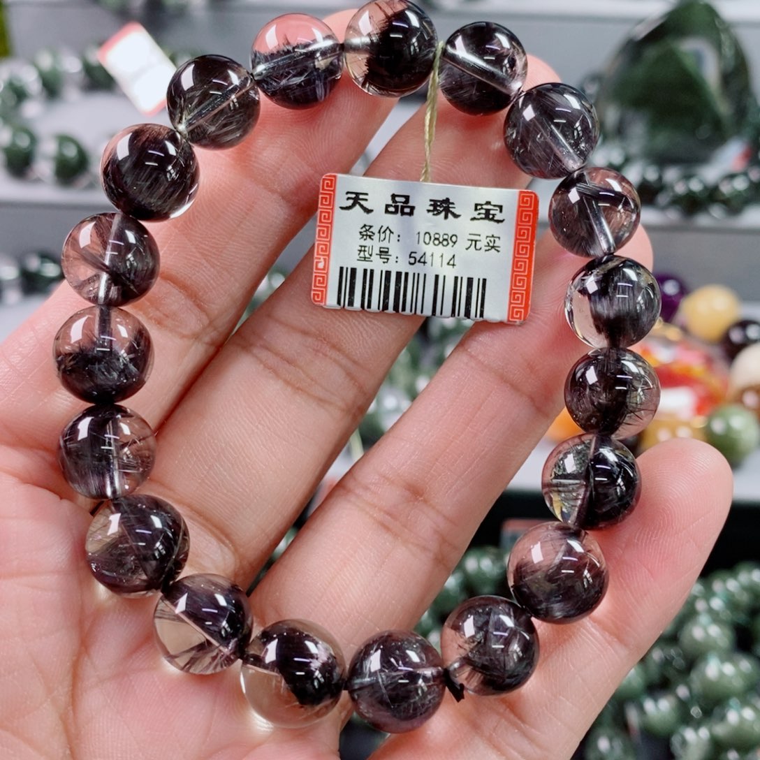 未镶嵌手链水晶黑银钛手链54114