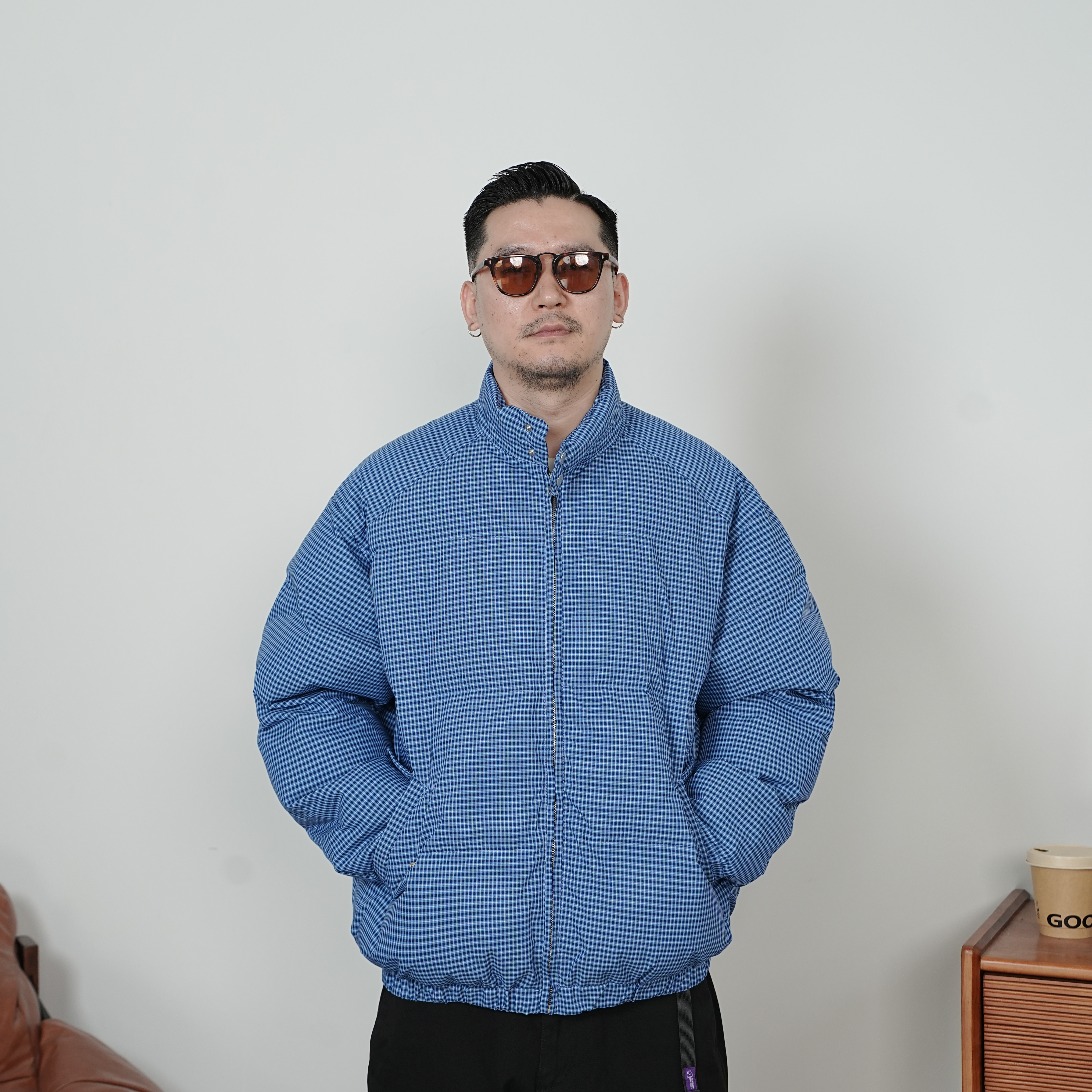 25FW秋冬复古格子控休闲立领棉服无性别情侣宽松日系简约棉衣