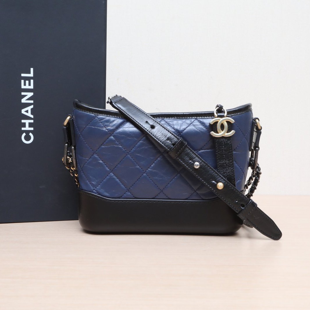 95新 Chanel/香奈儿 活动姑姑119605流浪包 小号 20cm 蓝色25开