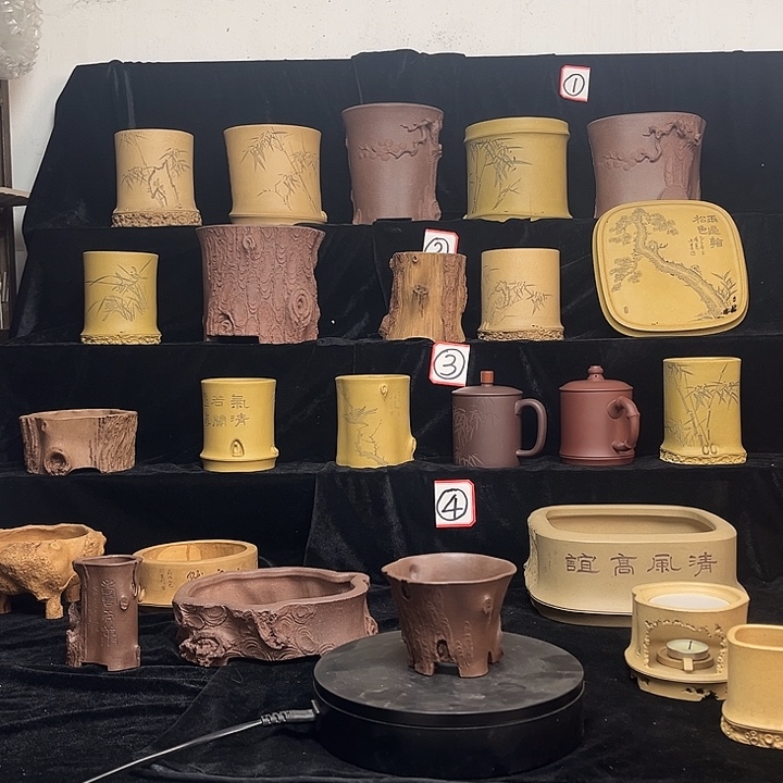 泥塑全手工制作树桩花盆