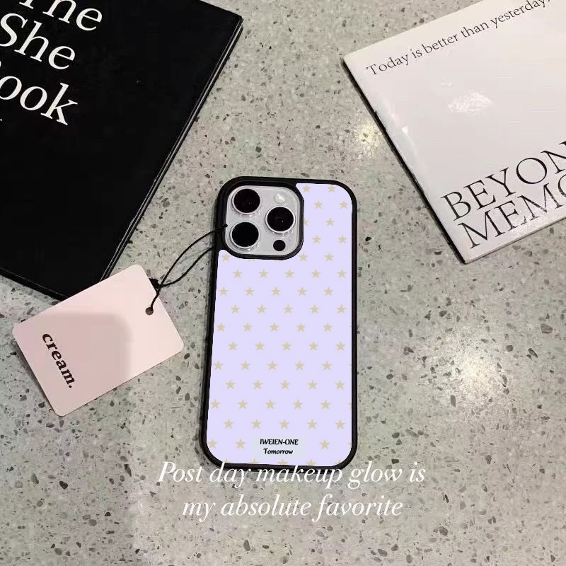 新款韩系ins风紫星星镜面手机壳适用苹果17pro小米15reno14荣耀