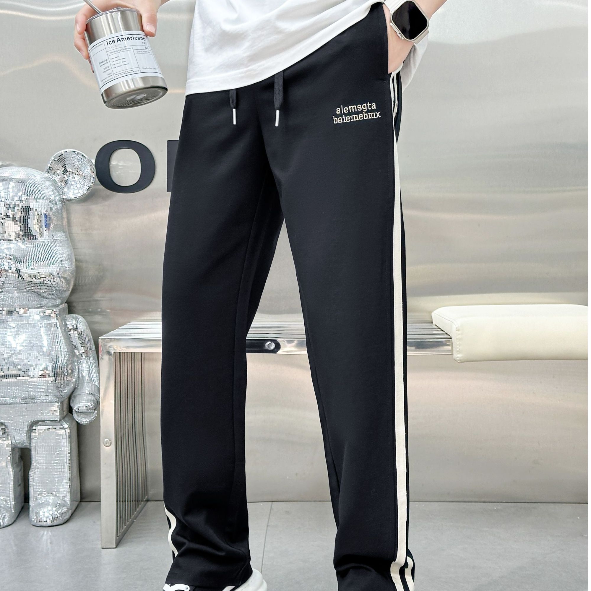 【汇佳服饰】ZA0085-夏季新款轻奢时尚薄款百搭针织休闲裤潮流春夏