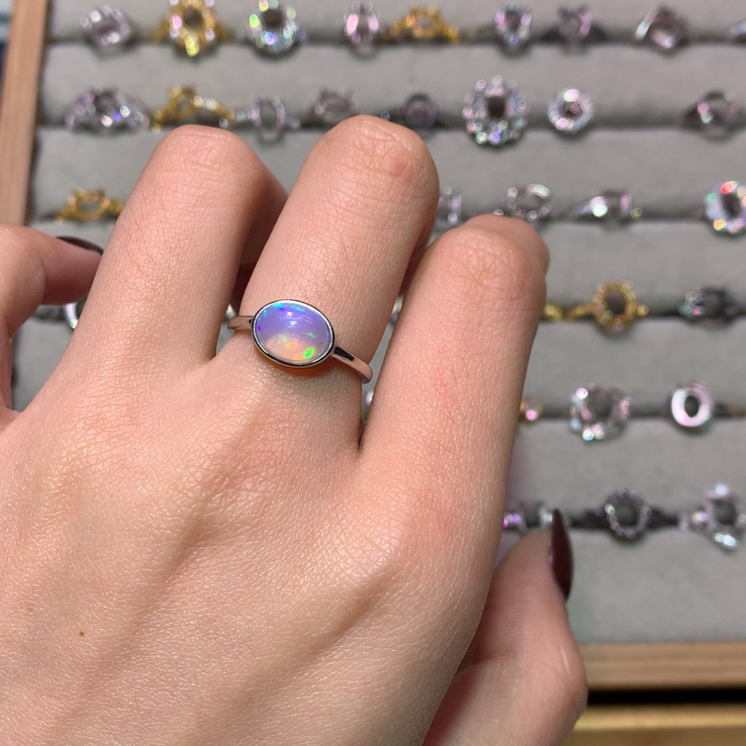 银S925镶嵌欧泊戒指款式橘