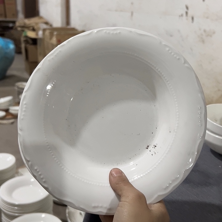 库存尾货骨瓷草帽盘一对口径23