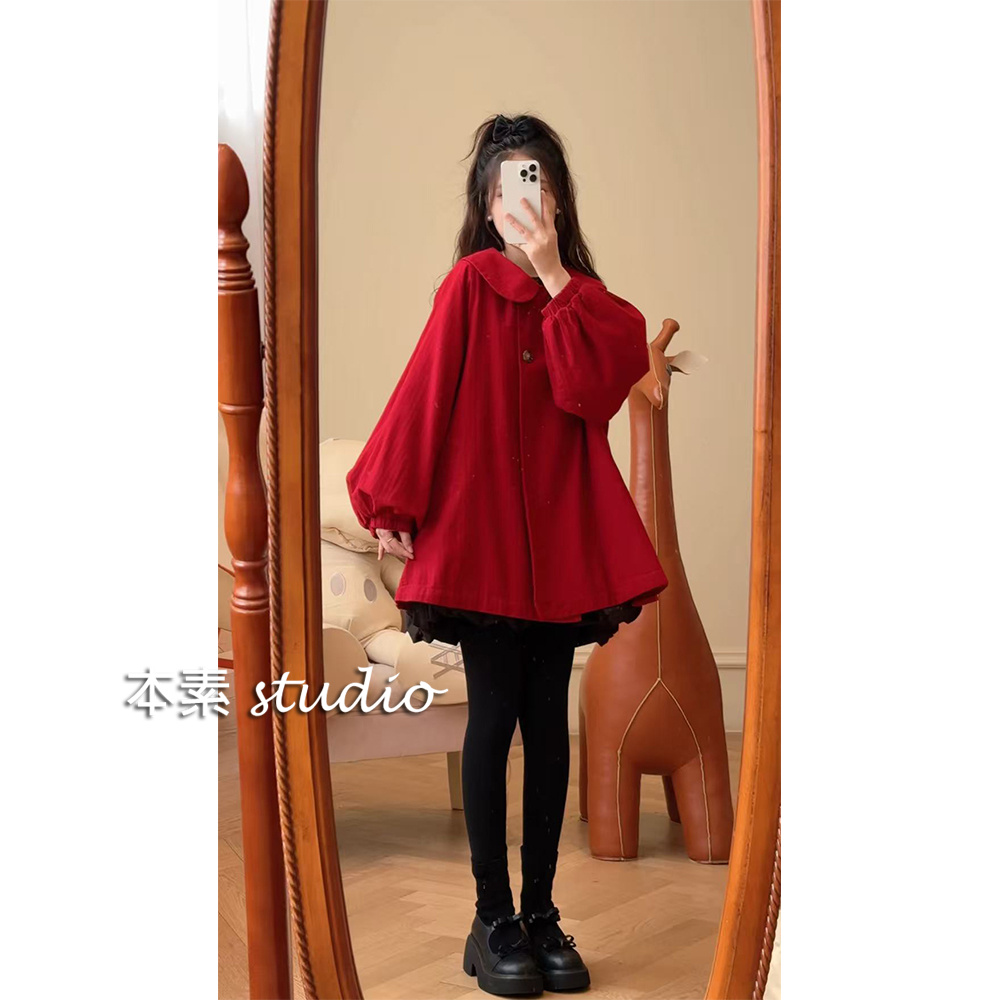 克里斯汀Y3087双排扣娃娃领风衣外套