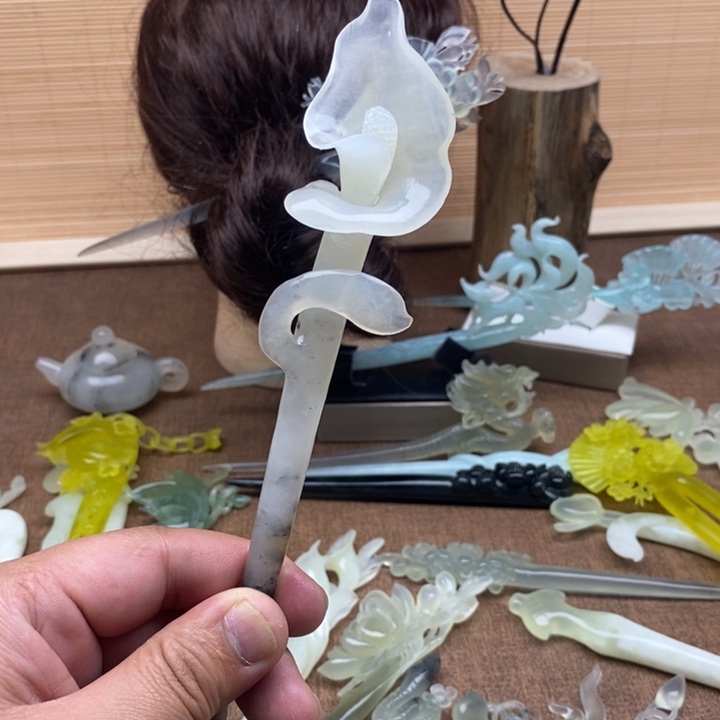 蛇纹石玉未镶嵌发簪