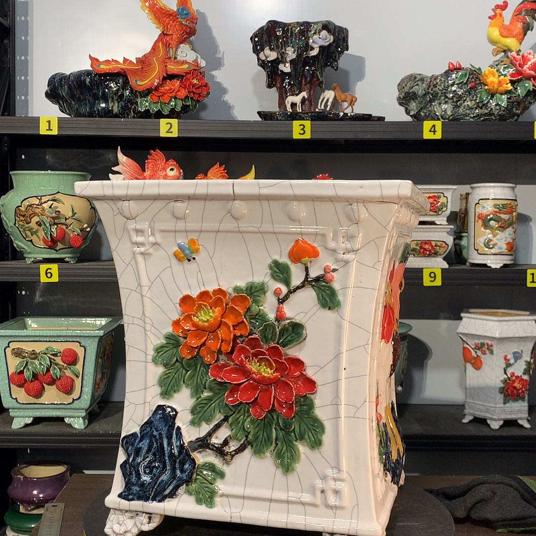 过***客高温烧制石湾盆花盆瑕疵