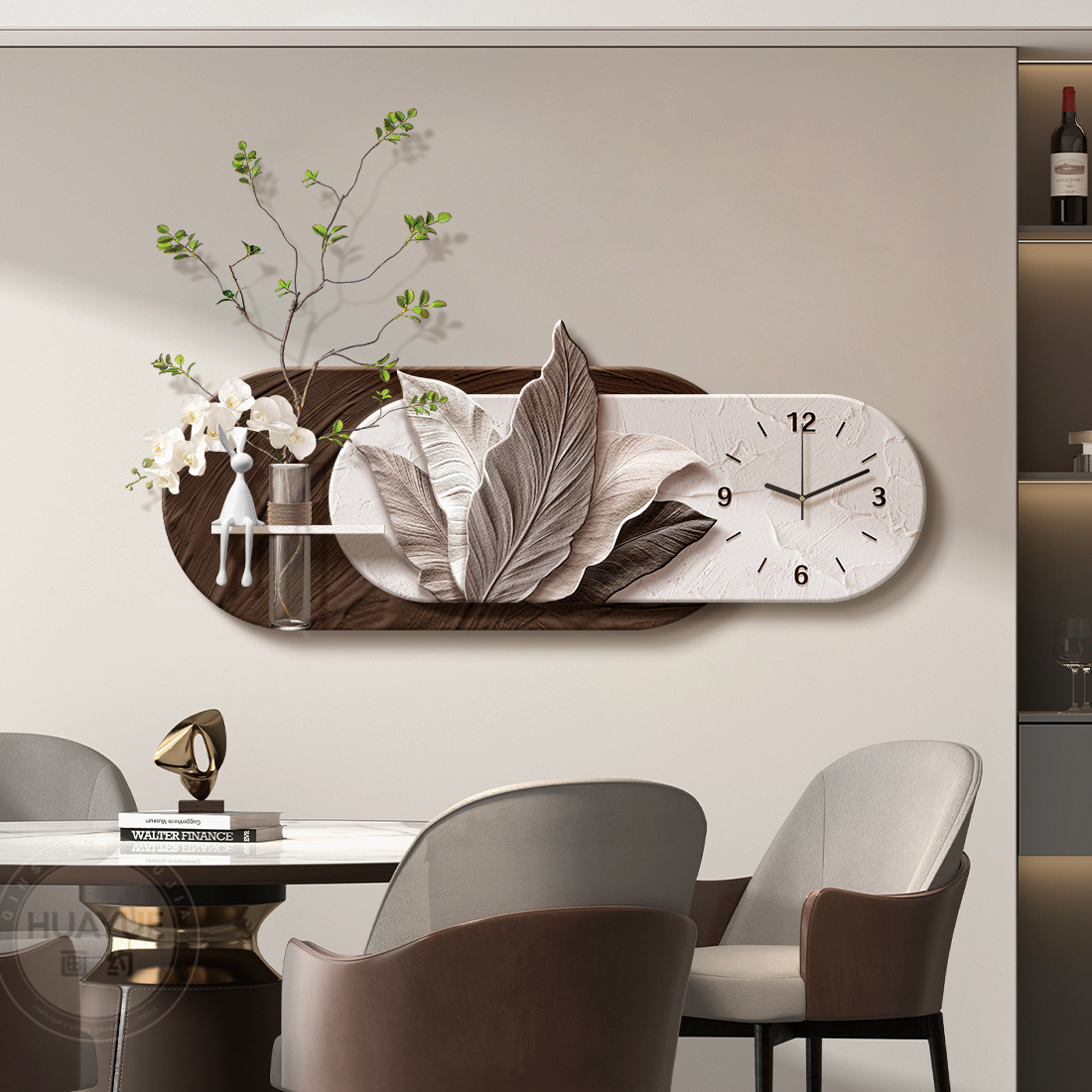 家大业大餐厅装饰画现代简约餐桌墙面装饰钟表挂画高级感客厅壁画