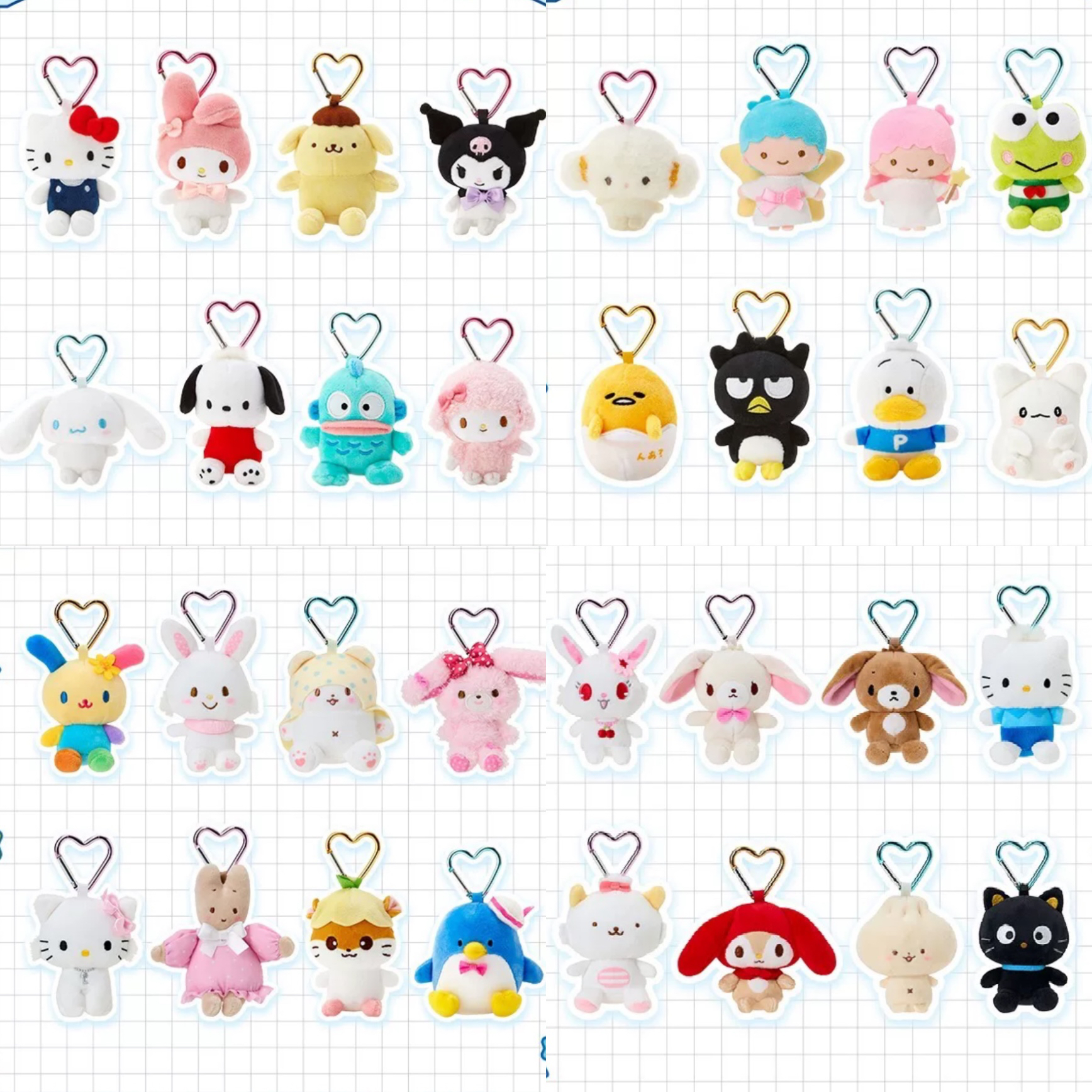 【日版正品】三丽鸥基础款爱心扣毛绒挂件小麦云kitty甜点兔