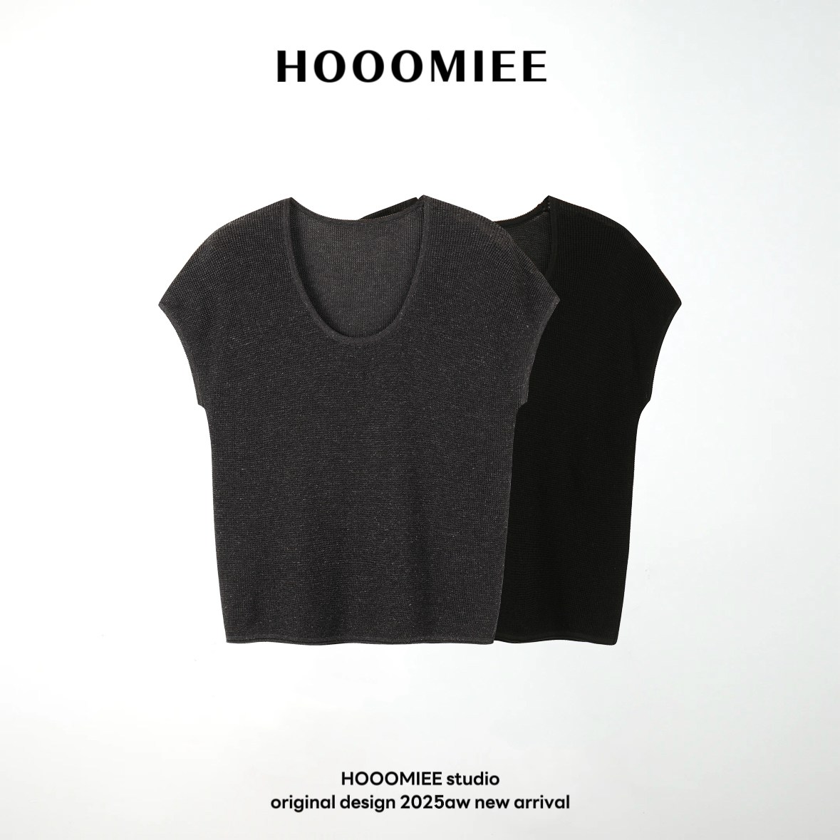 Hooomiee轻薄夏季舒适透气女士针织T恤休闲搭配短袖J25066