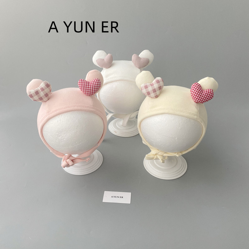 婴儿帽子春秋季女宝宝洋气套头帽新生婴幼儿甜美包头帽公主护耳帽