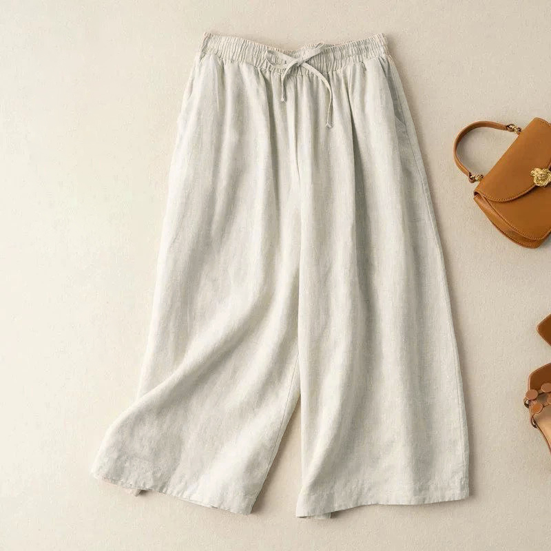 本色亚麻裙裤（退换货运费自理）