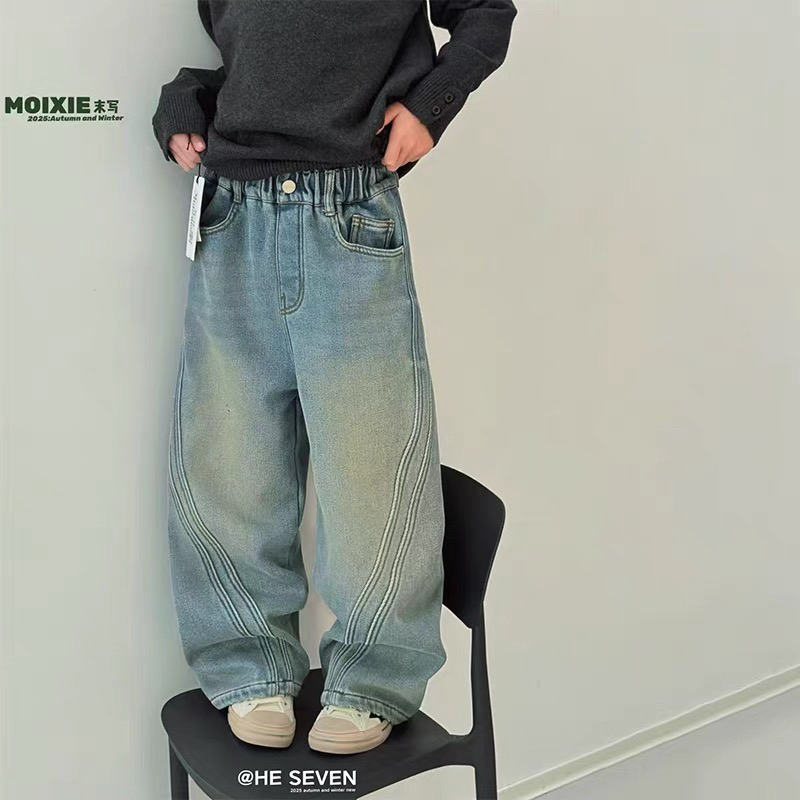 3155童装直筒加绒牛仔裤