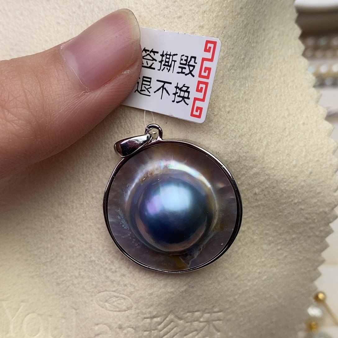 拼合珍珠（马贝珠）颈饰银S925镶嵌