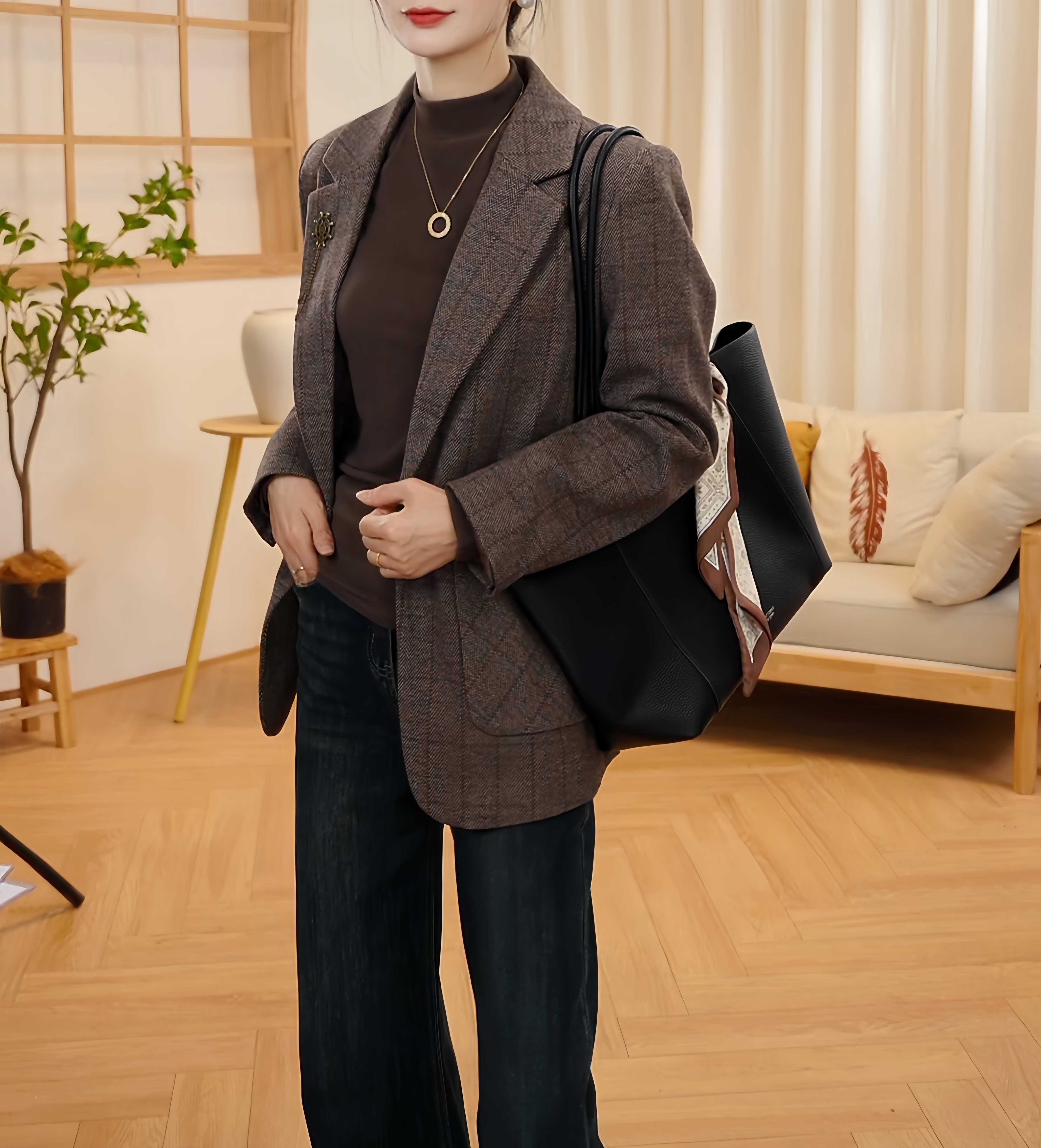 2025秋季新款格子西装外套女爆款气质高端品牌休闲西服