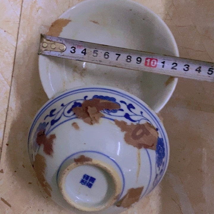 摆件2个12.5厘米芙蓉花碗