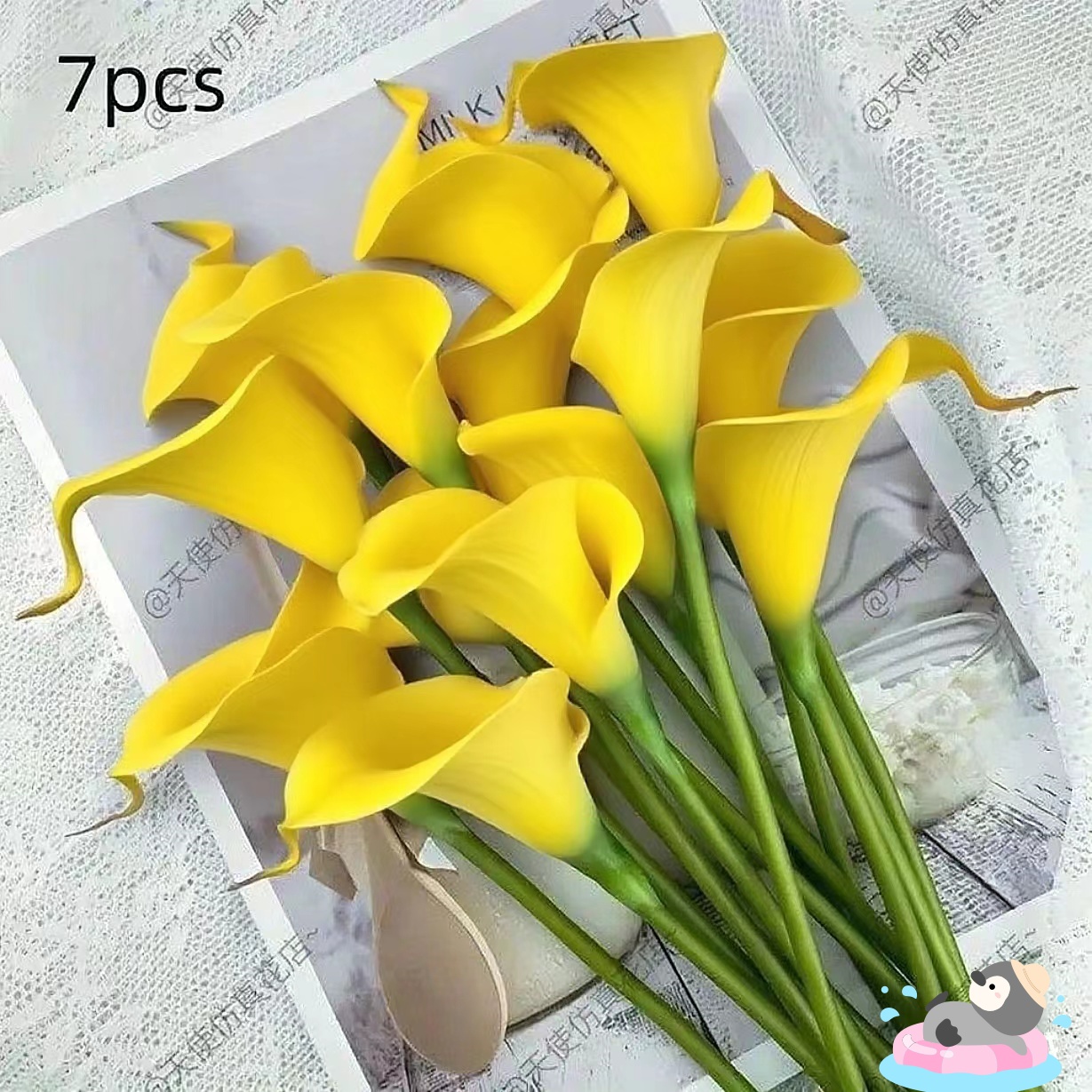 高档立体手感保湿黄色马蹄莲真花客厅家居餐桌摆设件