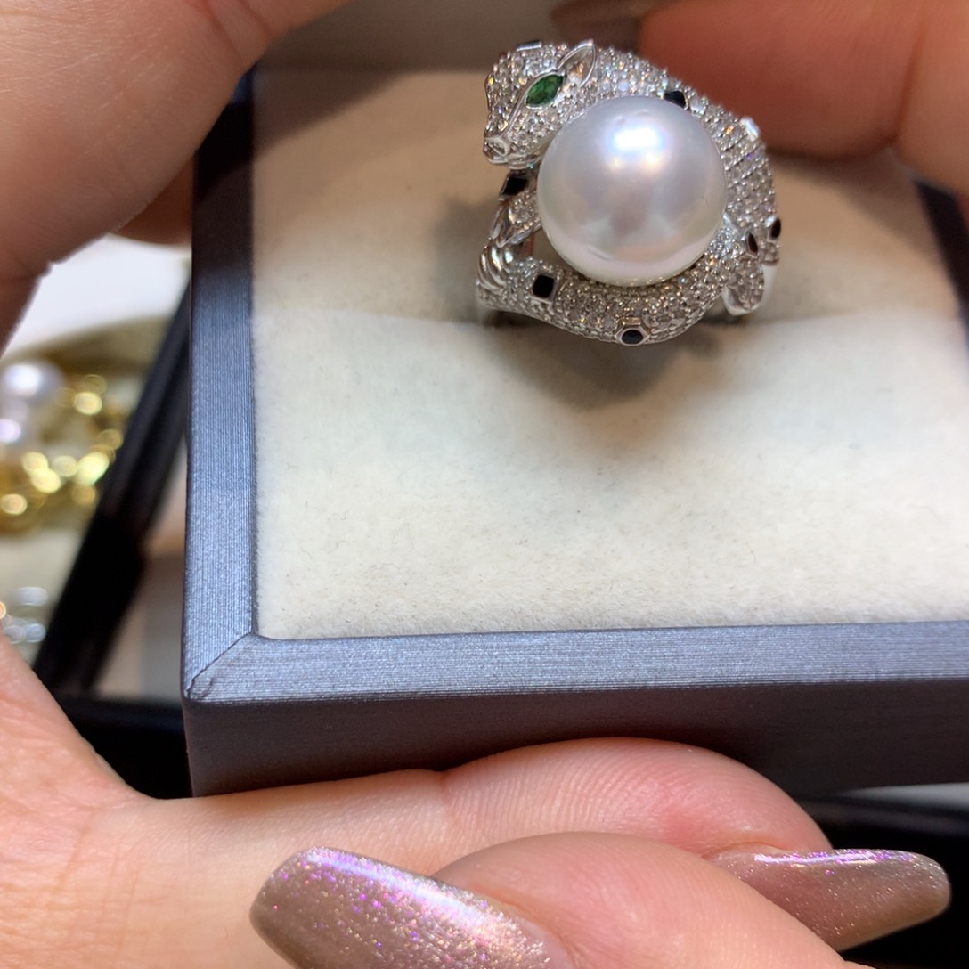 海水珍珠戒指银S925镶嵌