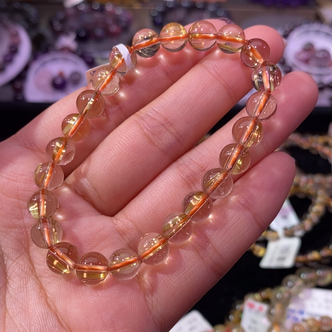 水晶手串未镶嵌金发晶7+