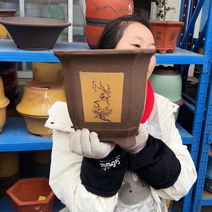 23黄切角四方花盆花盆花盆