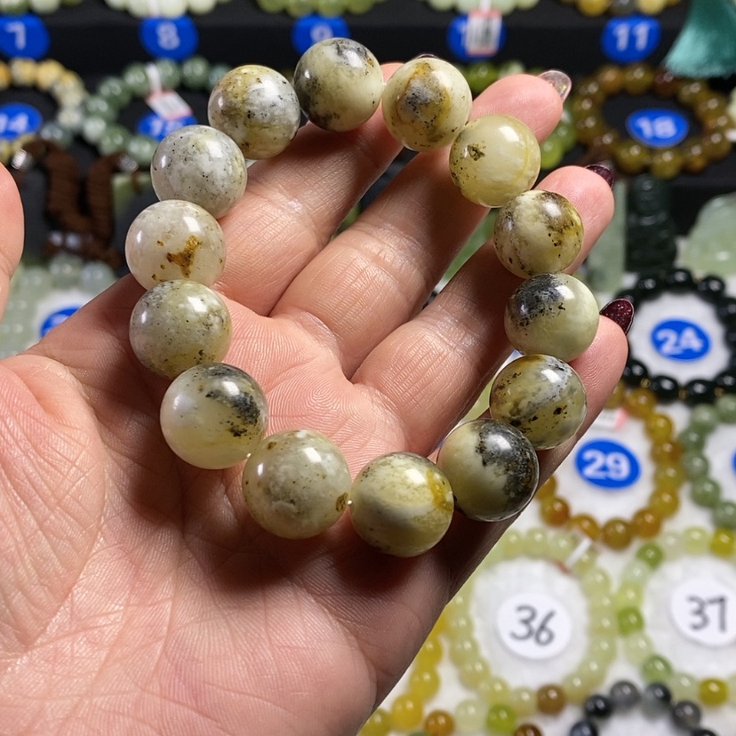 【闪购商品】蛇纹石玉手链未镶嵌卡16