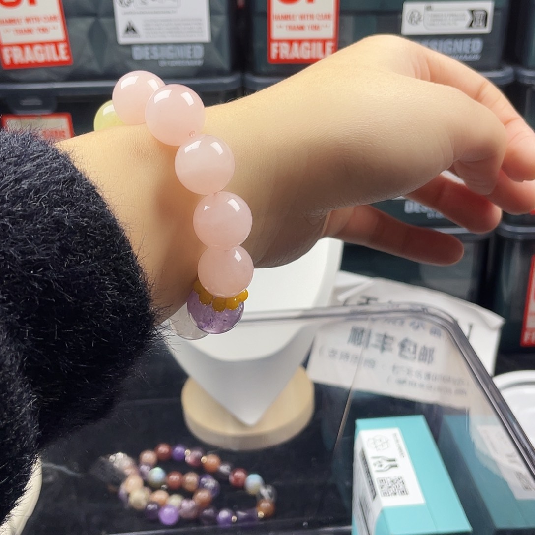 手链银S925镶嵌烟晶