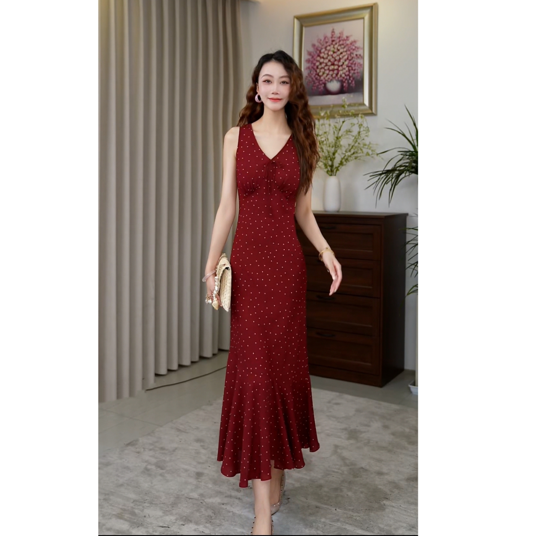 Hangsixiang.小爽【微醺】纯欲碎花法式度假时尚女神连衣裙11911