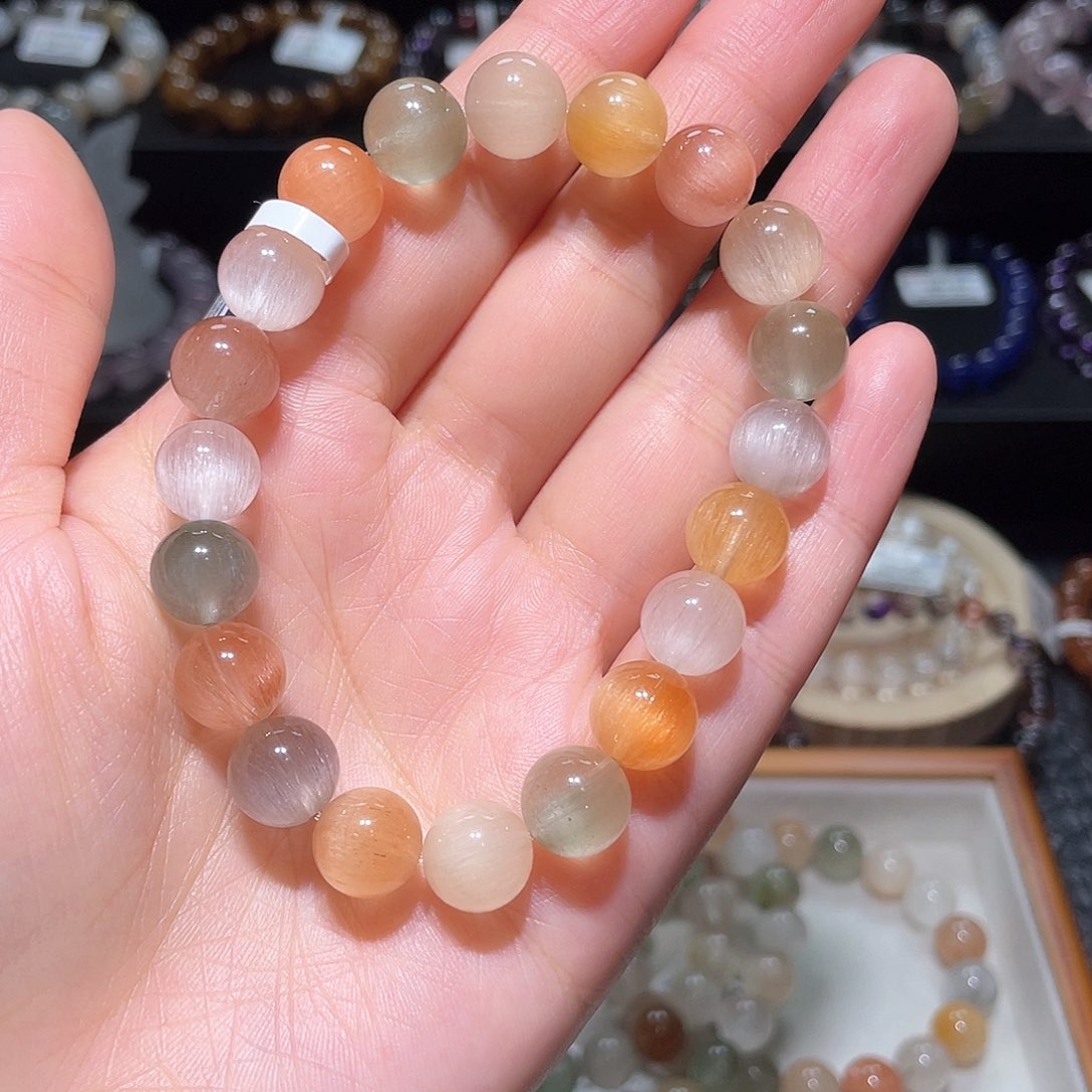 水晶手链未镶嵌兔毛手链，晶体通透