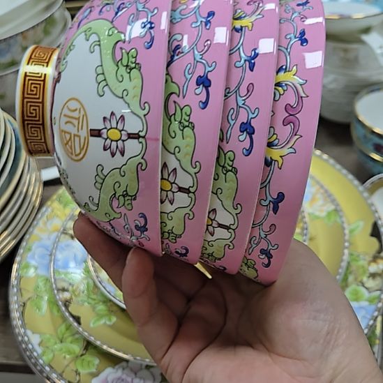 瓷片微瑕珐琅彩5寸4个米饭碗66666