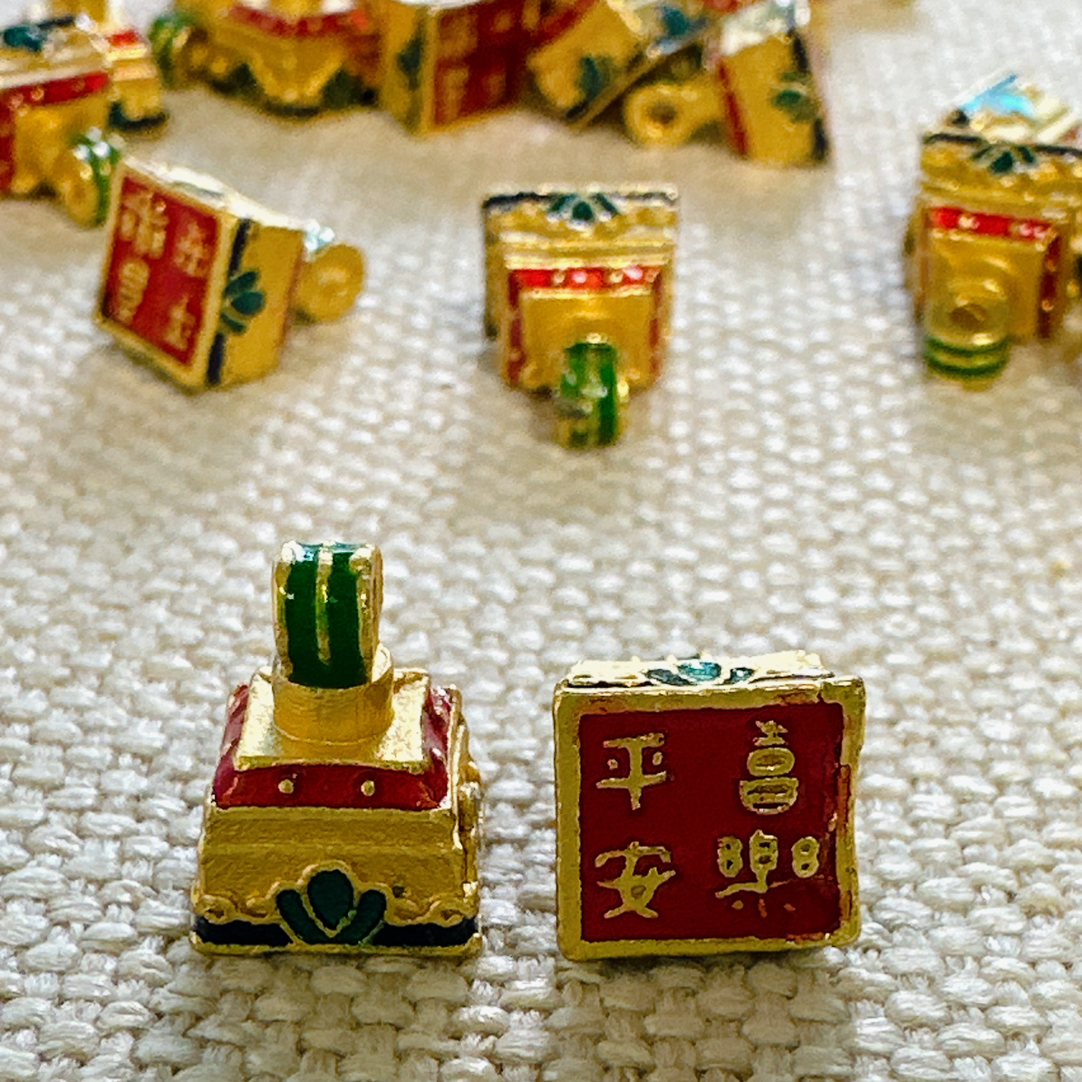 8×8mm新中式国风平安喜乐印章吊坠扣旗袍汉服古装香云纱宋锦配饰