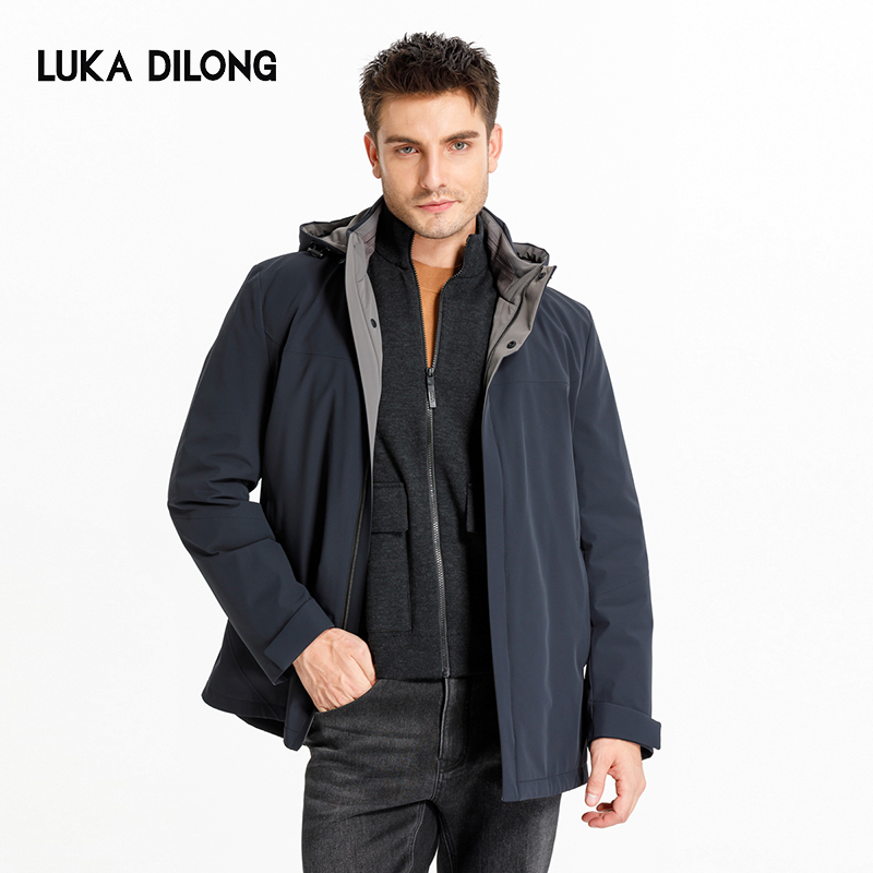 路卡迪龙【兔毛内胆】内胆可拆卸白鸭绒连帽羽绒服3防保暖361247411