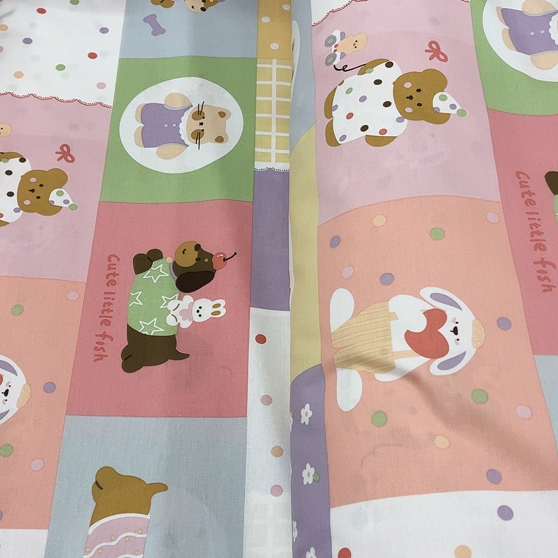 纯棉布粉卡通2.6米加工床单