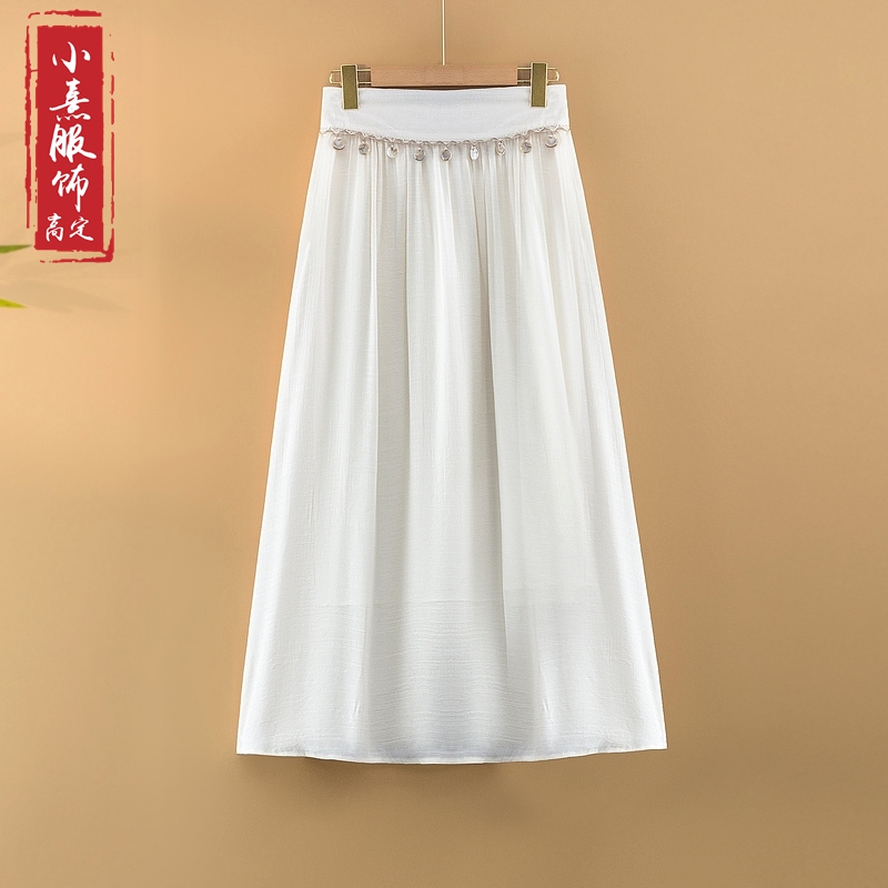 【简云】2025新款春夏松紧腰A字裙新中式国风气质夏季薄款半身裙女
