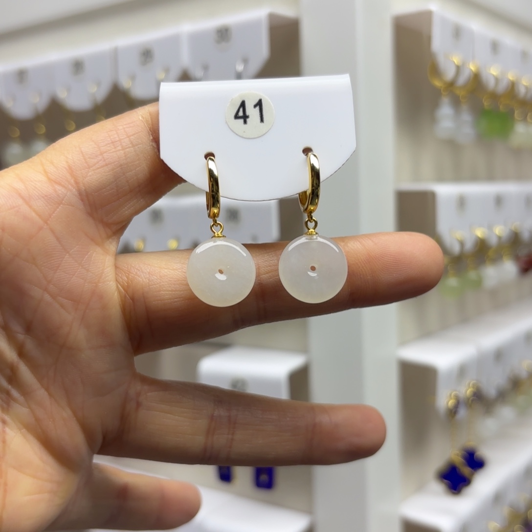 和田玉银S925镶嵌耳饰