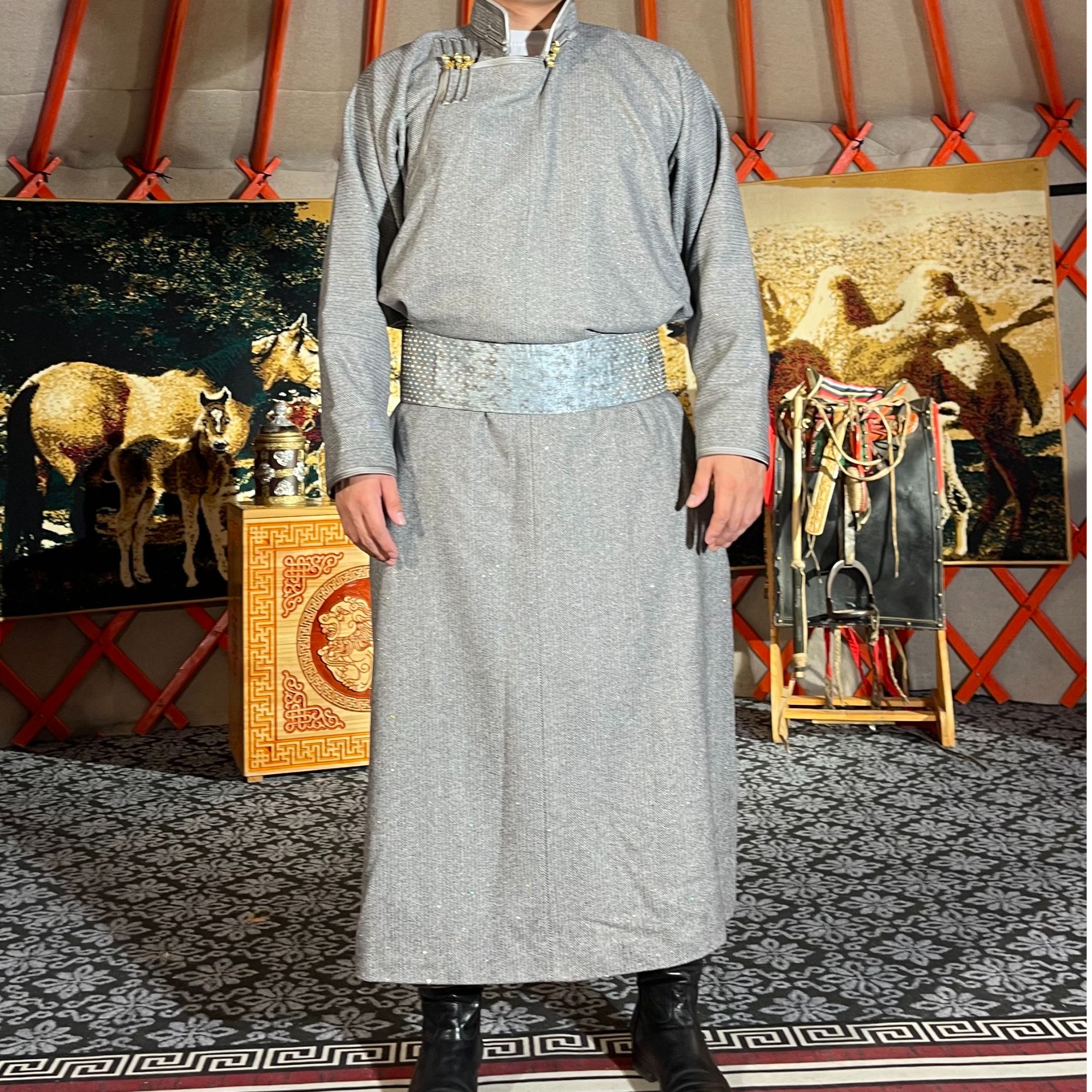 民族服装民族服戏服生活装长衫蒙古袍斜襟礼服