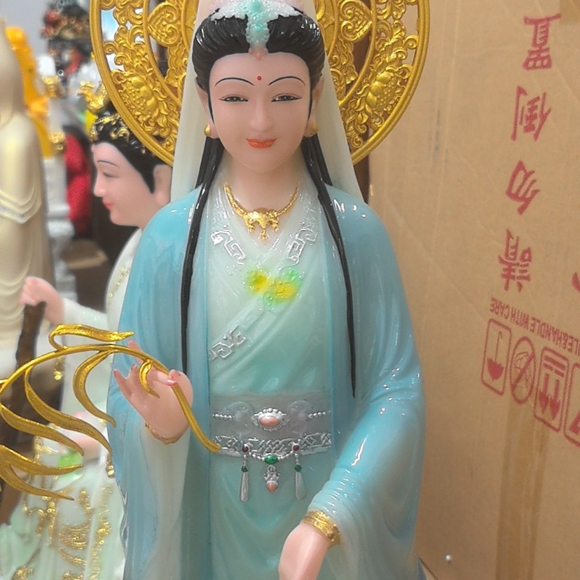 19寸汉白玉空心妙善观音菩萨家用摆件