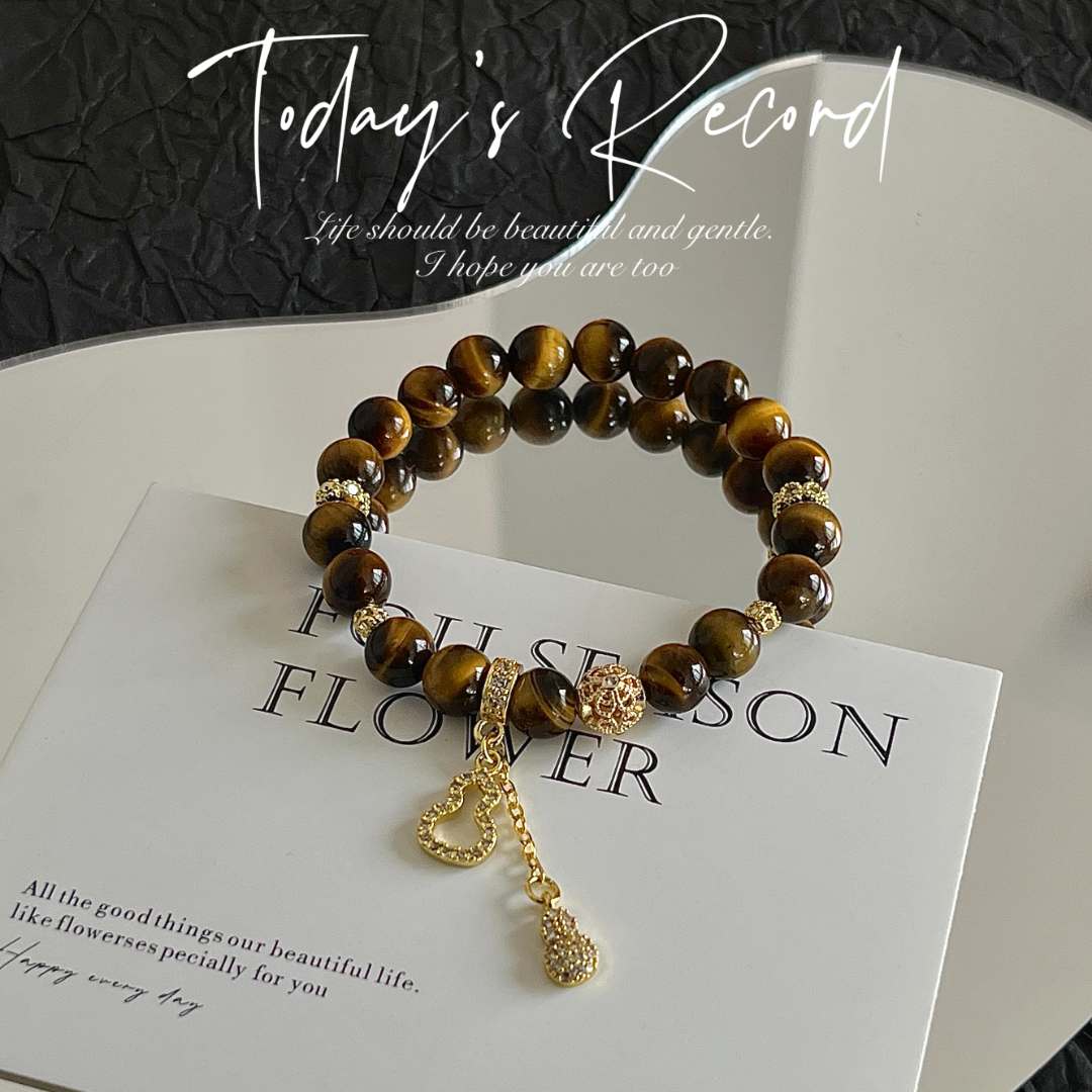 天然 卡8 黄虎眼 葫芦吊坠 原创手串