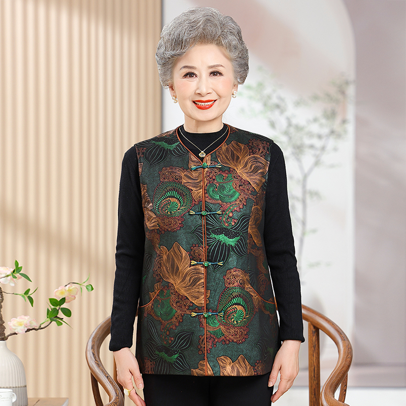 中老年妈妈国风高贵马甲新款奶奶新中式坎肩老人春秋款外套女外穿