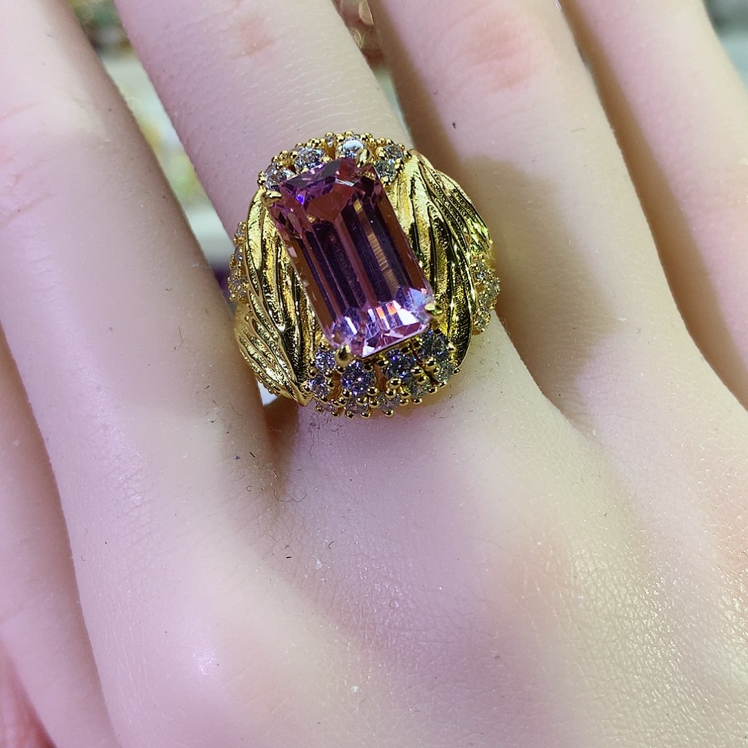 锂辉石戒指银S925镶嵌