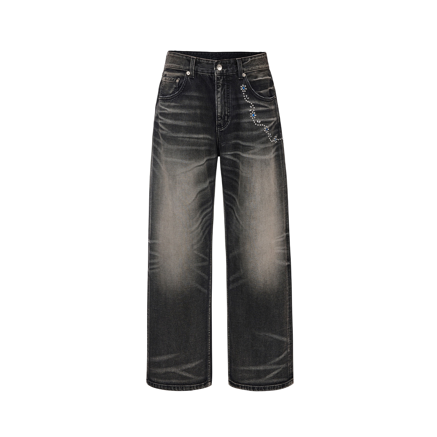 GB-GOODBRAND 2025FW 烫钻裤链轻奢时尚高级感牛仔裤男女同款