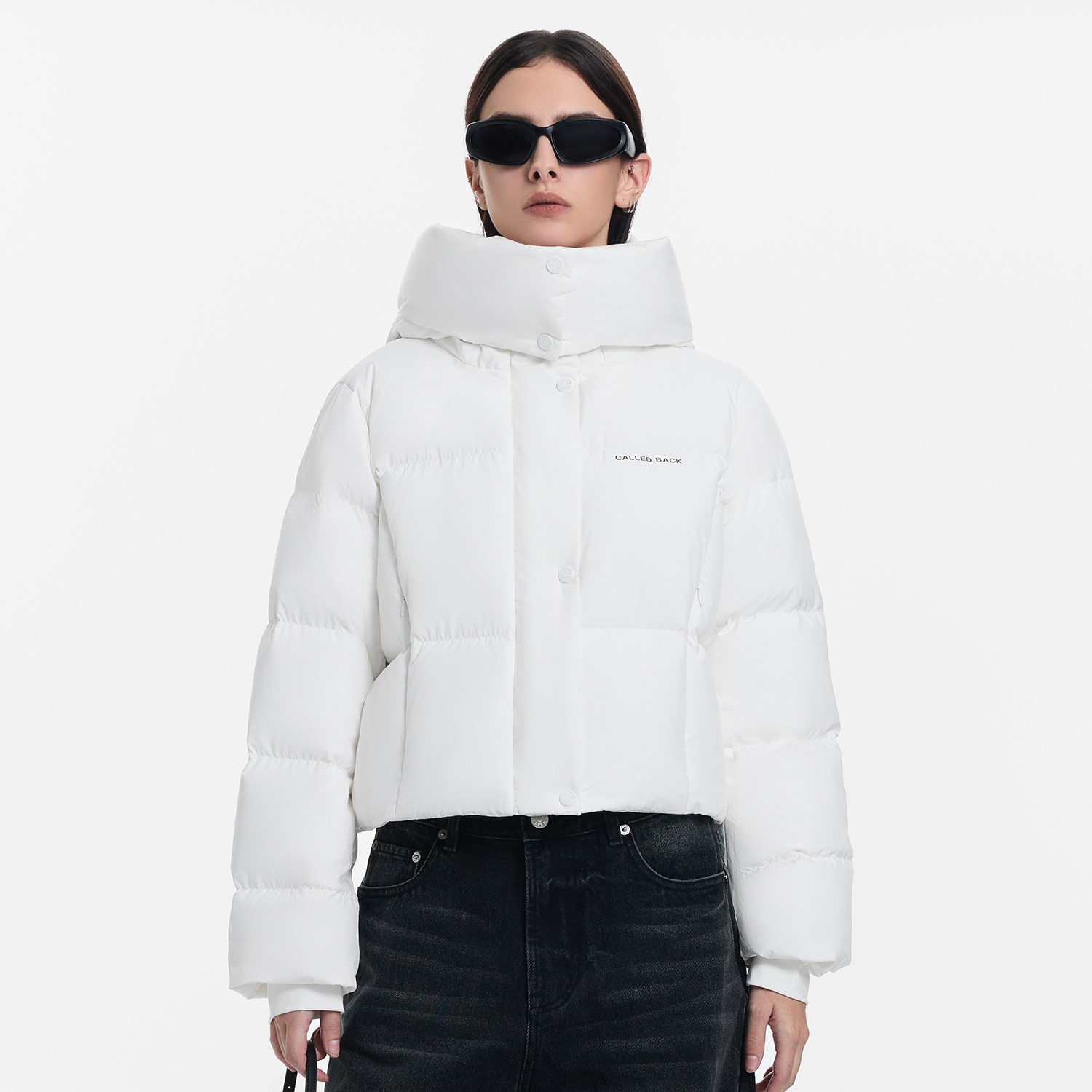 CALLED BACK秋冬新品百搭休闲时尚白色保暖连帽鹅绒羽绒服
