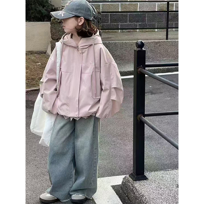 女童外套2025新款运动百搭款中大童设计感拉链上衣短款外衣Q62339