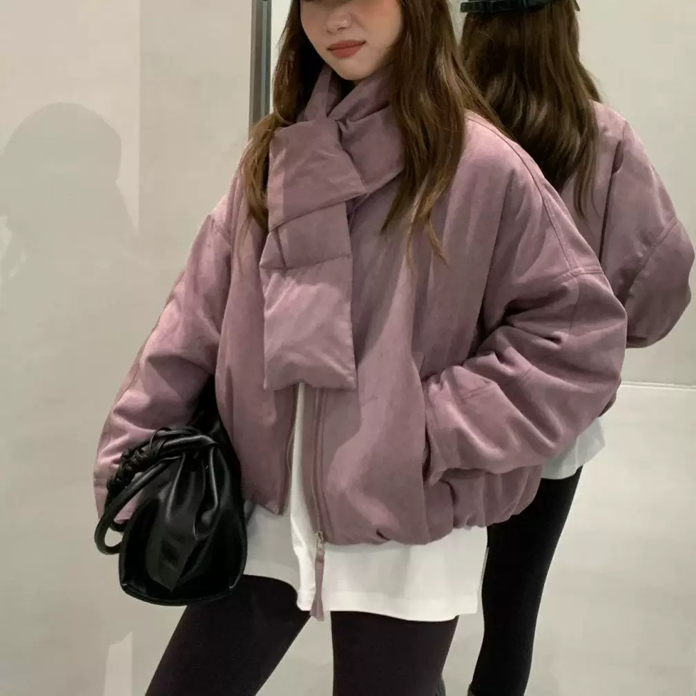 美丽复古带围巾外套