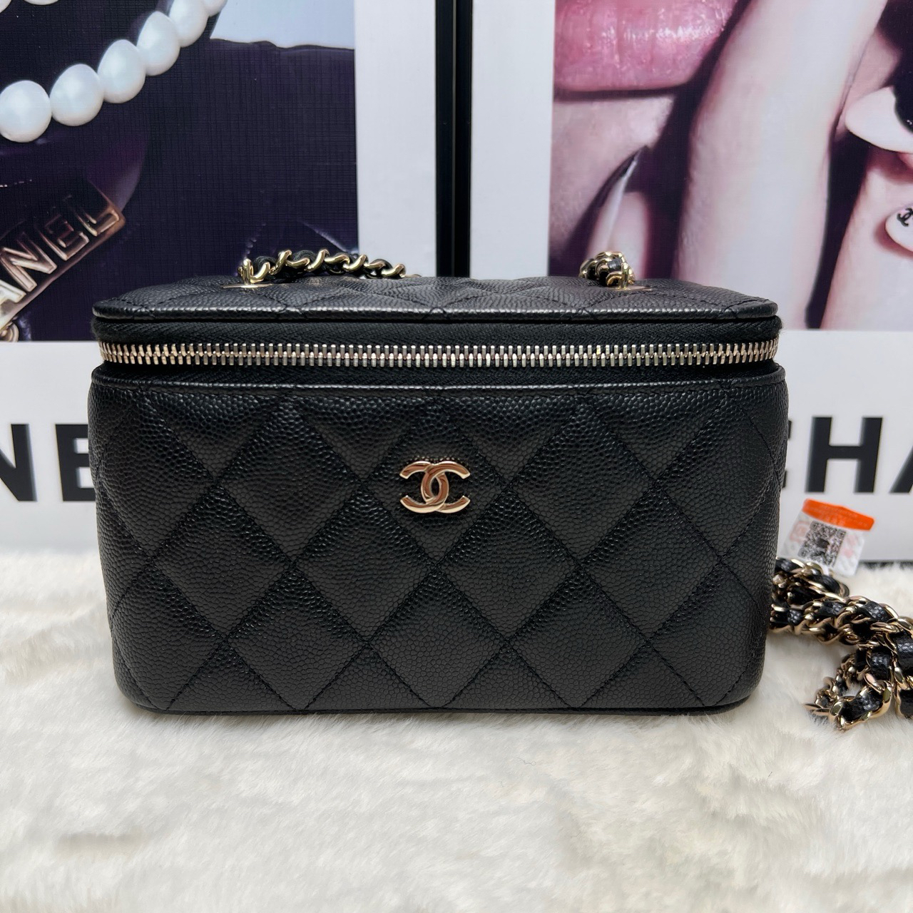 99新 Chanel/香奈儿 经典黑金荔枝牛长盒子（32开带卡）