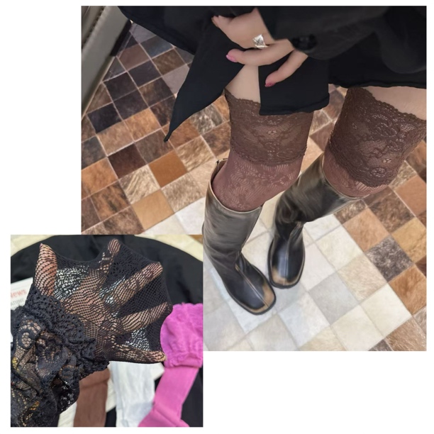 蕾丝花边大腿袜高筒过膝袜日系长筒靴袜春夏新款女