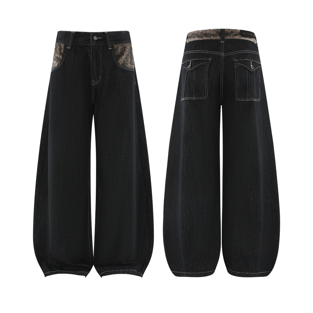 XCOK【秋冬卷毛原牛】高固色水洗微喇牛仔裤复古cleanfit直筒裤K51